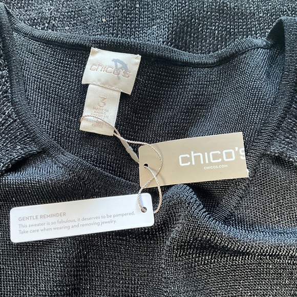 Chicos NEW Chrissy Cape Sweater Tank Duet Party Holiday Sparkle Classic Black XL - Picture 10 of 11